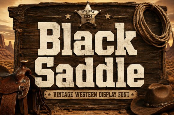 Black Saddle Font for Bold Branding and Rugged Style