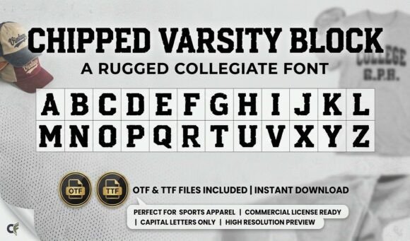Chipped Varsity Block Font for Handmade Creations
