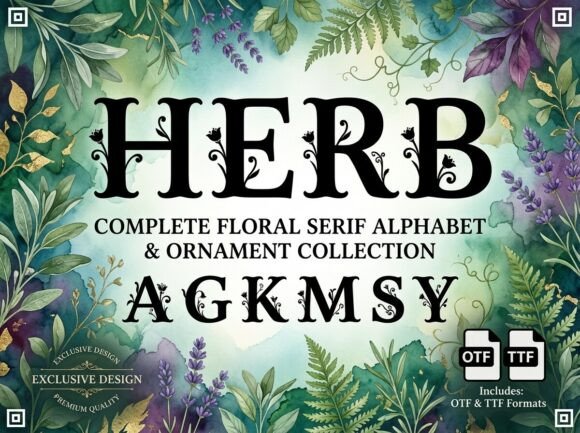 Herb Font: A Floral Serif Display Font for Design Projects