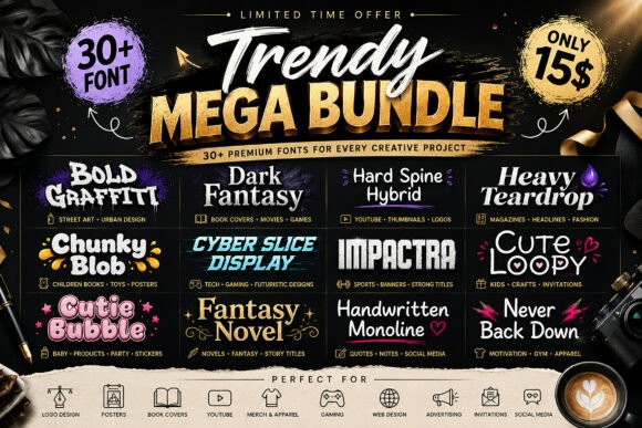 Trendy Mega Bundle Font for Eye-Catching Design